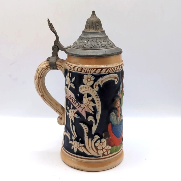 German "Drink Clearly, Speak Truly" Lidded Beer Stein - Trinke Klar Rede Wahr - Picture 4 of 13